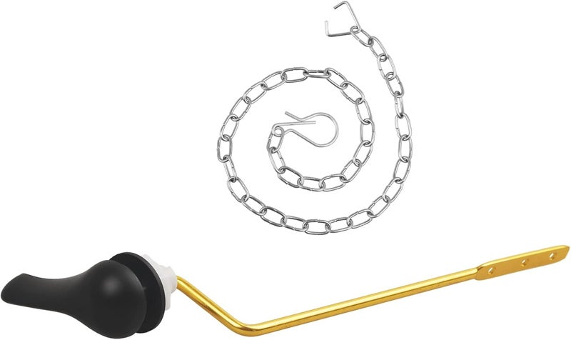 TJWODO Toilet Handle Replacement Kit, Side Mount Toilet Trip Levers with Seal Gasket and Nut, with Stainless Steel Flapper Chains, Universal Replacement for Most Toilets (Matte Black) - Image 1